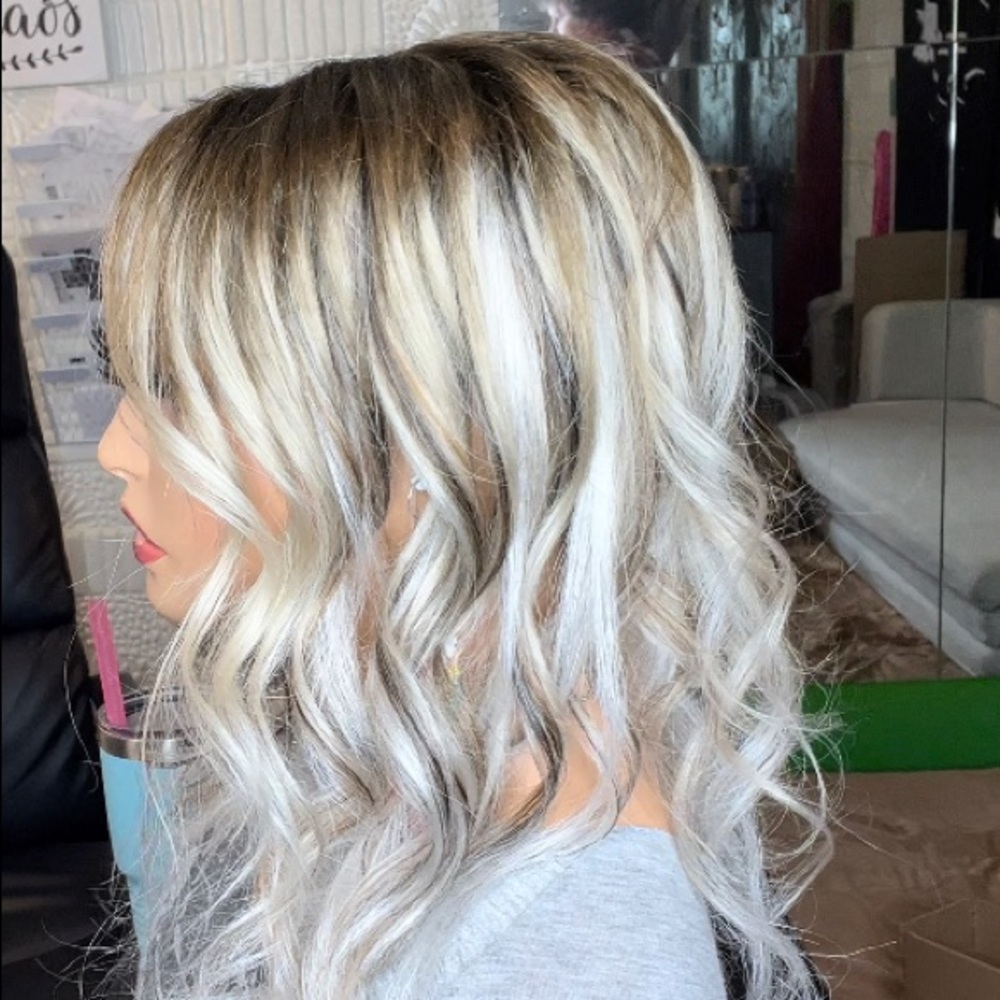 Angelina Top Cover Hair Topper: 16 inch Blonde golden Mix.